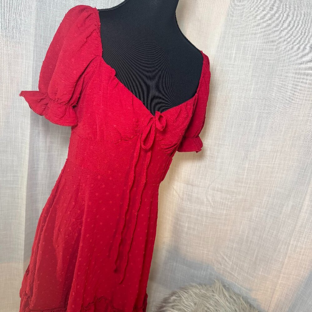SHEIN Romantic Red Puff Sleeve Dress • Sweetheart Neck • Size M (US 6)